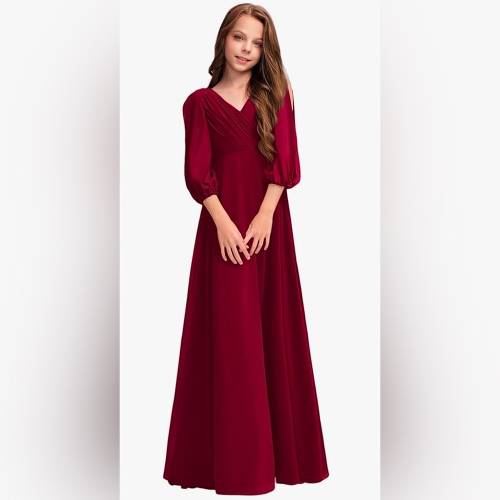 Girls Chiffon Christmas / Jr Bridesmaid  Dress - size 10